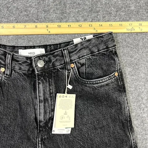 MNG Mango High Waist Tapered Fit Jeans Black Womens Size USA 6 EUR 38 (30x30) - Picture 5 of 15